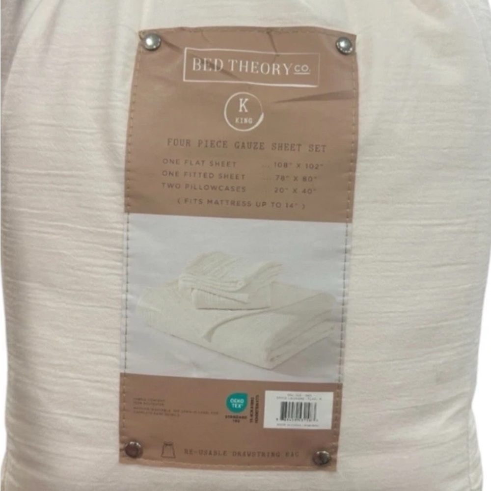 Bed Theory Co. 4 Piece Gauze King Sheet Set Soft Unique Texture